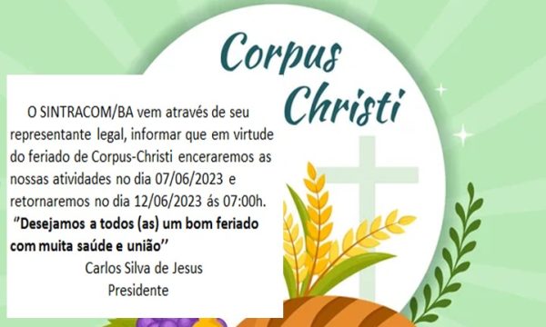 Aviso de Funcionamento: Corpus Christi