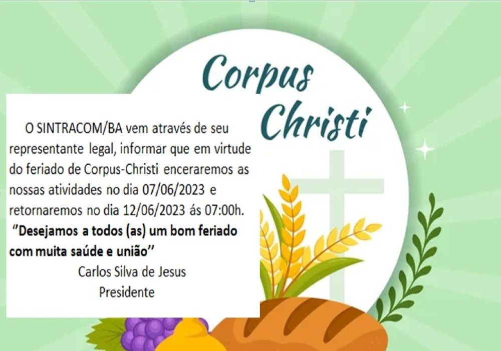 Aviso de Funcionamento: Corpus Christi