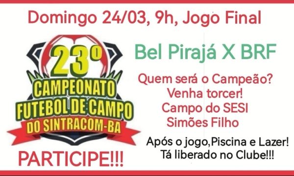 Neste domingo 24/03, 9h, no Campo do SESI, tem final do 23º Campeonato