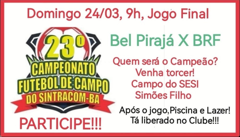 Neste domingo 24/03, 9h, no Campo do SESI, tem final do 23º Campeonato