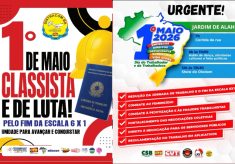 URGENTE: Ato do 1º de Maio é no Jardim de Alah