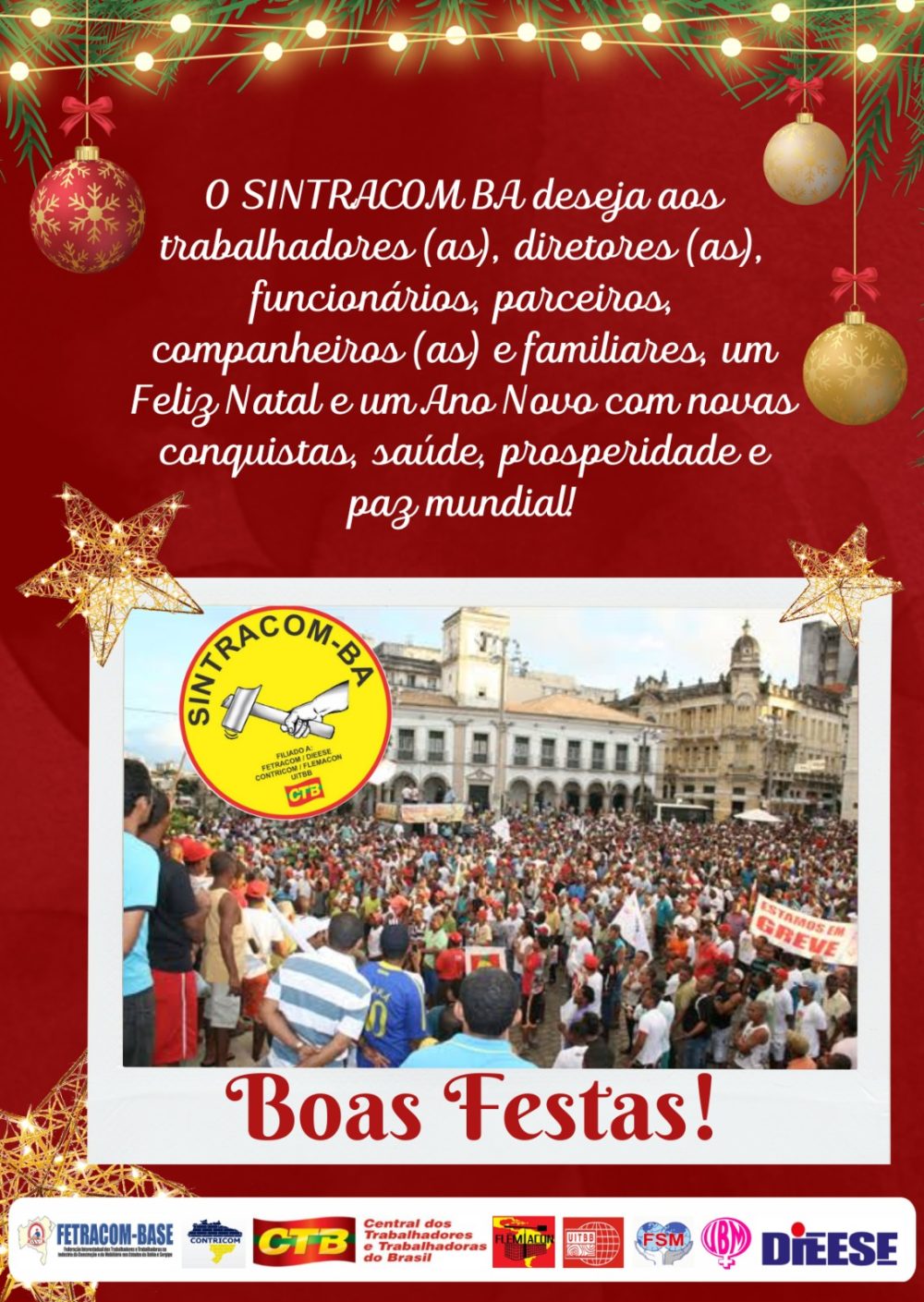 Mensagem de Boas Festas do SINTRACOM-BA