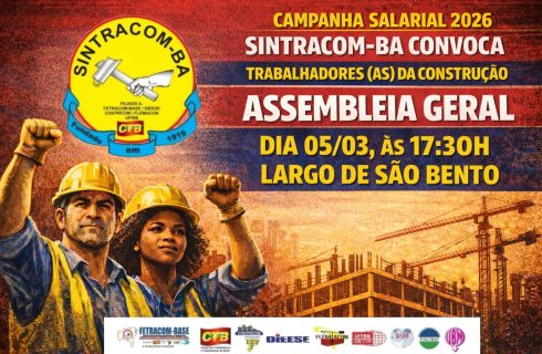 ATENÇÃO: Nesta quinta-feira, 05/03, tem Assembleia da Campanha Salarial 2026, às 17:30H, no Largo de São Bento. Participe!