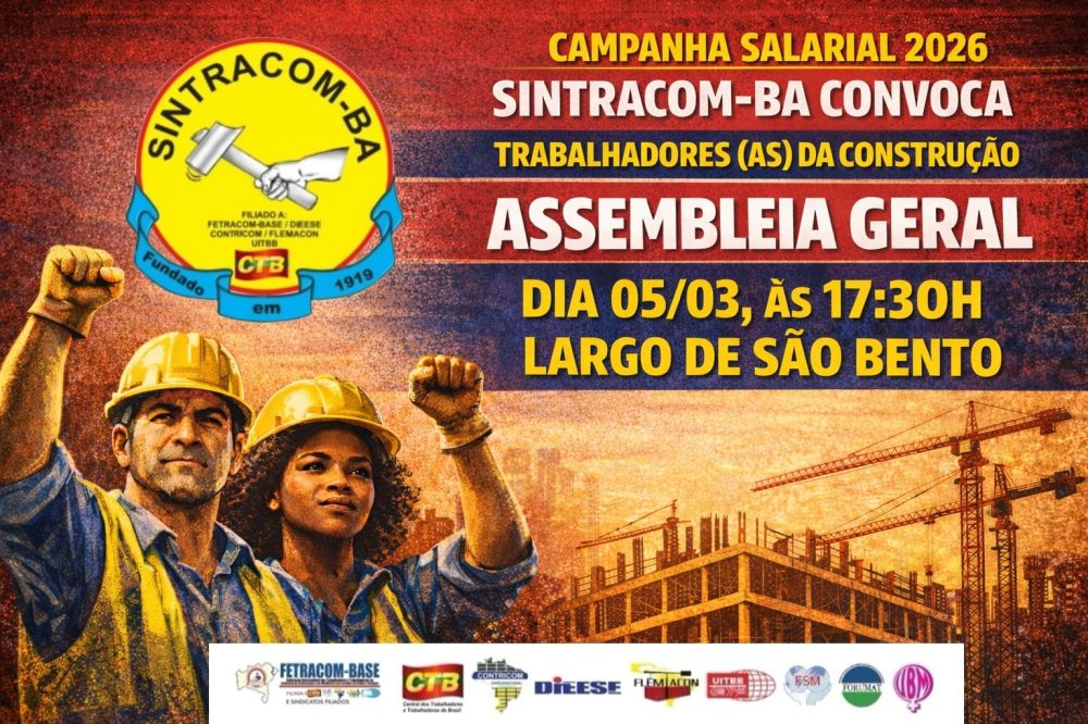 ATENÇÃO: Nesta quinta-feira, 05/03, tem Assembleia da Campanha Salarial 2026, às 17:30H, no Largo de São Bento. Participe!