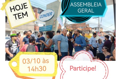 Hoje (03/10) tem Assembleia geral, às 14h30m, no auditório da ASCON