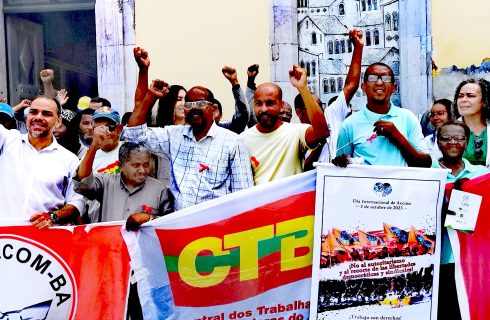 SINTRACOM-BA e entidades filiadas marcam Dia de Ação pelos 78 anos da FSM com atividade em obra da Cinzel