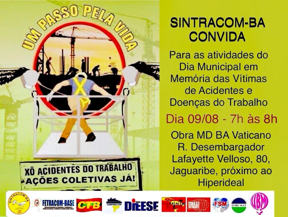 9 de Agosto: Dia em Memória das Vítimas marca 13 anos do acidente de trabalho que matou nove operários da construção