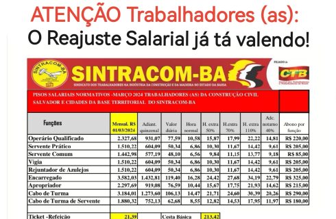 O Reajuste Salarial já tá valendo. Clique e confira!