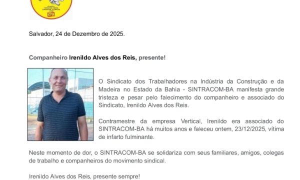 Nota de Pesar: Irenildo Alves dos Reis