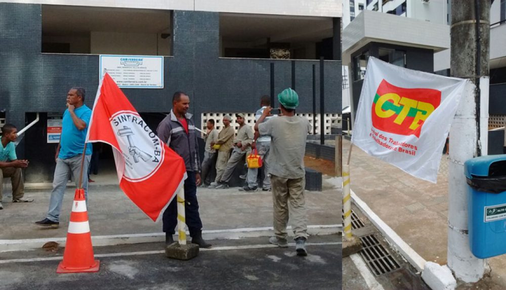 Protesto no canteiro da CAM Ferreira, obra Condomínio Alto do Parque/Pituba