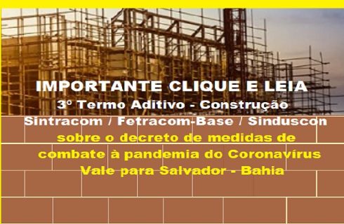 3º Termo Aditivo à Convenção Coletiva sobre Coronavírus