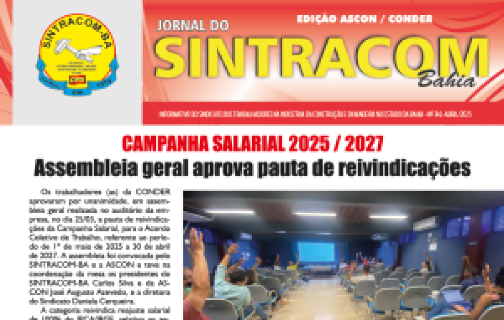 Jornal do SINTRACOM-BA Nº 746 Edição ASCON /CONDER